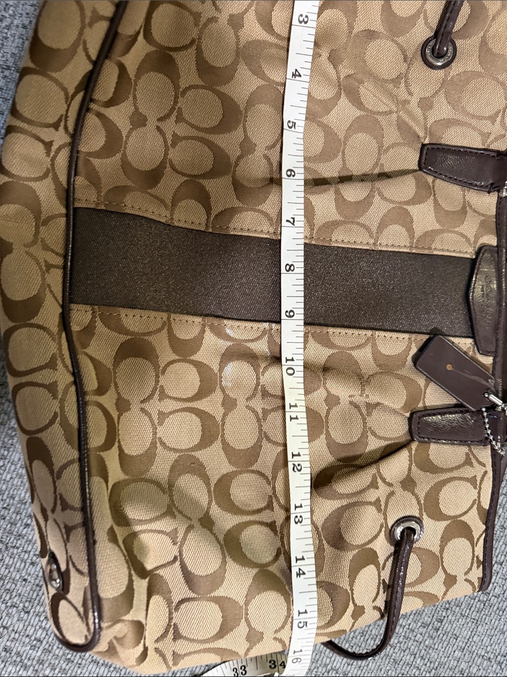Coach Khaki and Brown Signature Tote - Picture 9 of 11